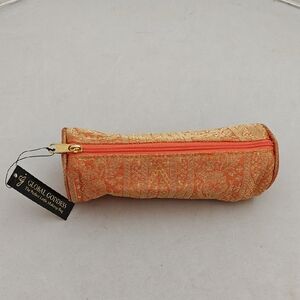 Orange Brocade Cosmetic/Pencil Pouch